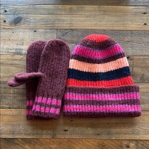 a new day Striped Knit Hat and Mittens Set